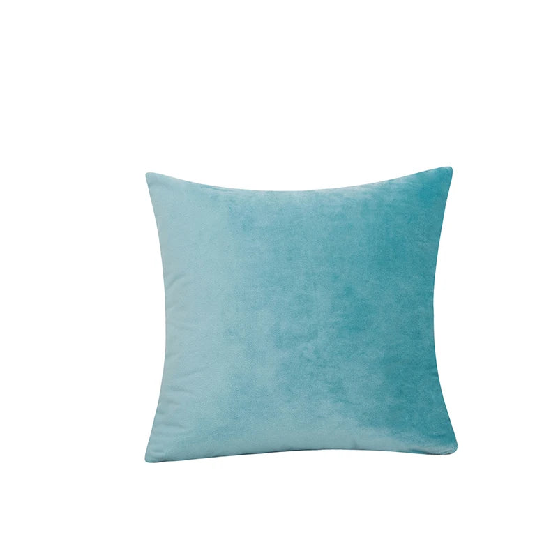 Sky blue pillow on a white background