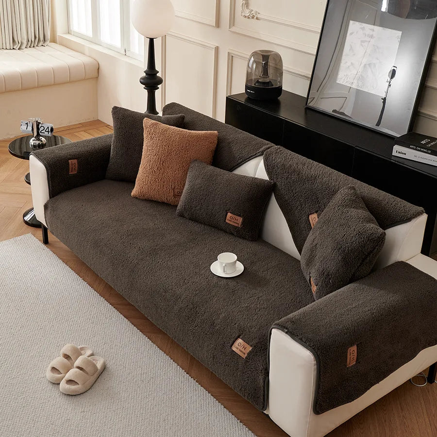 Lambs Wool Feel Non-Slip Couch Cover