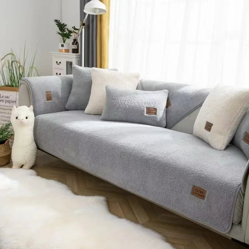 Lambs Wool Feel Non-Slip Couch Cover