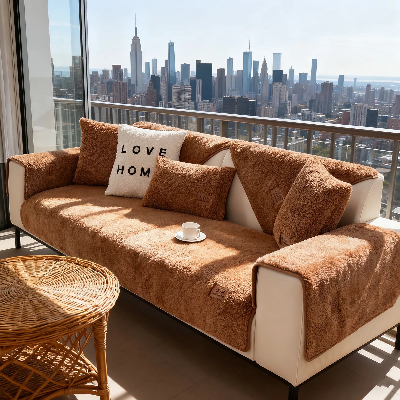 Lambs Wool Feel Non-Slip Couch Cover