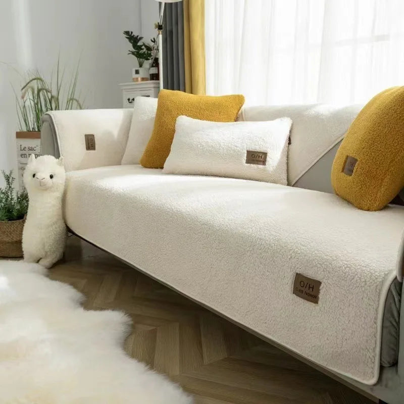 Lambs Wool Feel Non-Slip Couch Cover