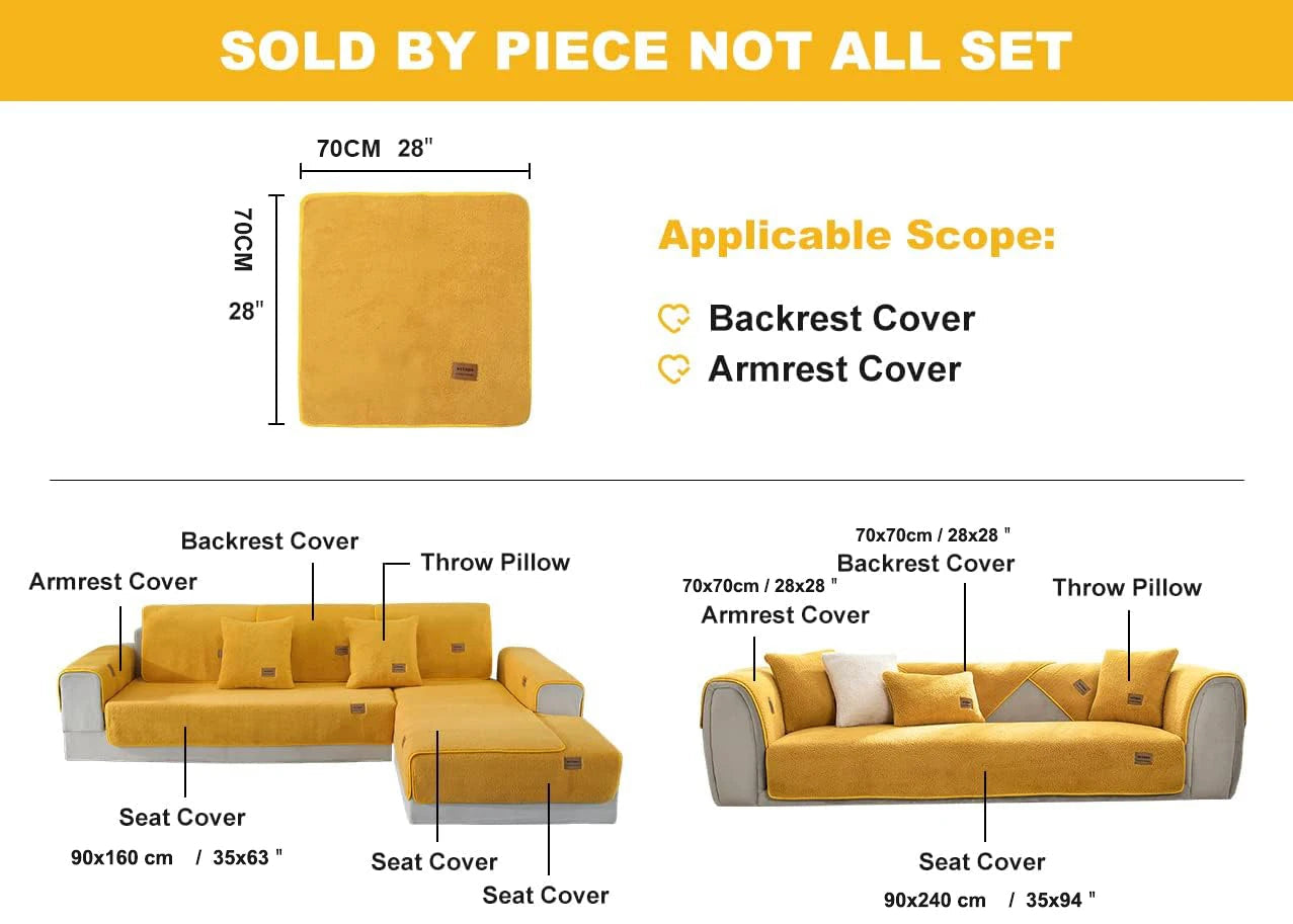 Lambs Wool Feel Non-Slip Couch Cover