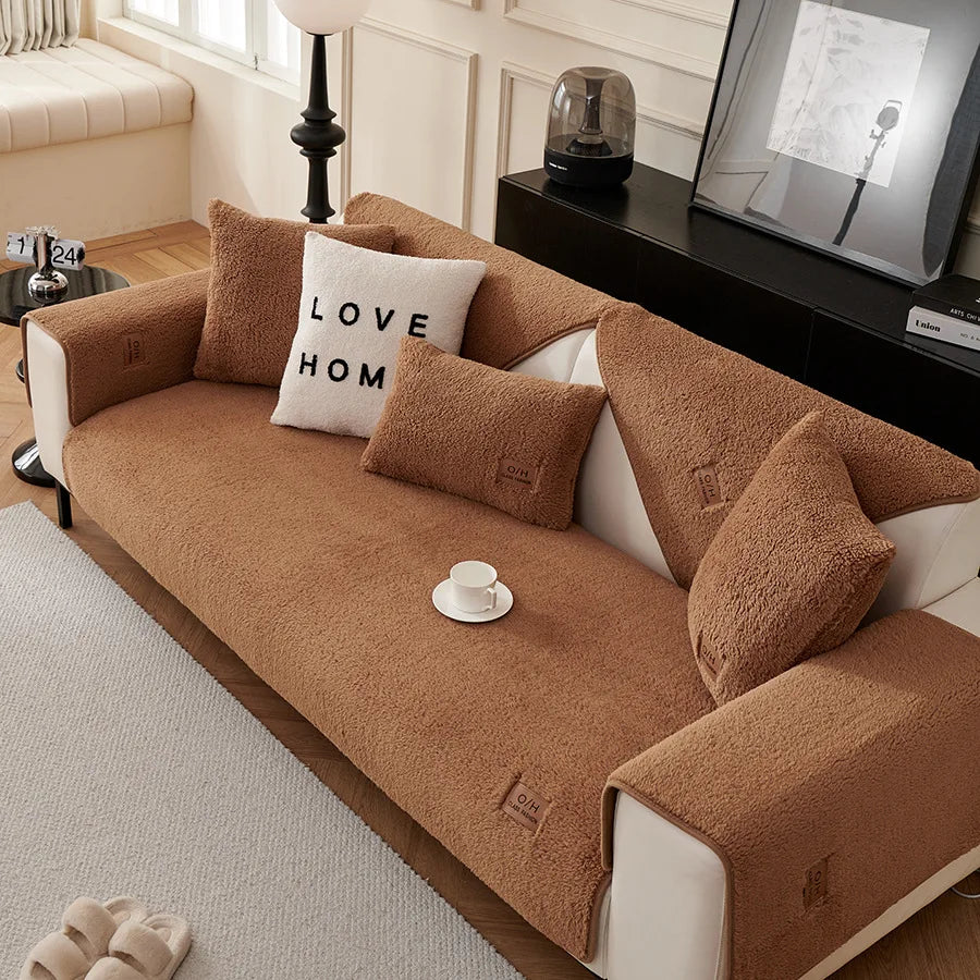 Lambs Wool Feel Non-Slip Couch Cover