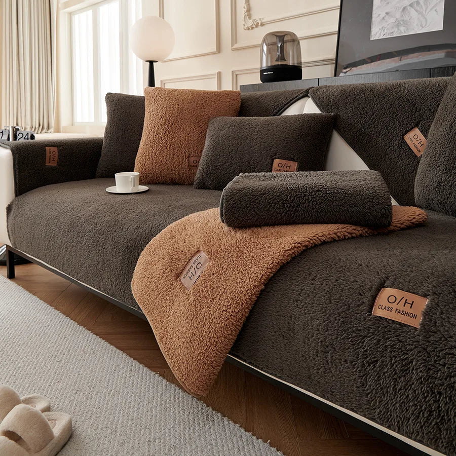 Lambs Wool Feel Non-Slip Couch Cover